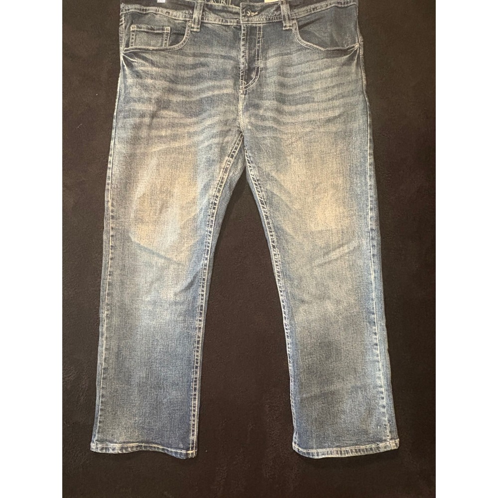 TK Axel Slim Boot Jeans Mens 38x30 Light Wash Denim‎ Distressed Casual Pants
